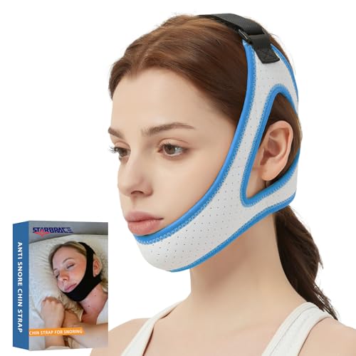 Chin Strap for Sleeping - Comfortable Stop Snoring Solution - Snore Stopper with Adjustable Chin Strap for CPAP Users - Anti Snoring Devices Breathable and Reusable for Men and Women (Blue)
