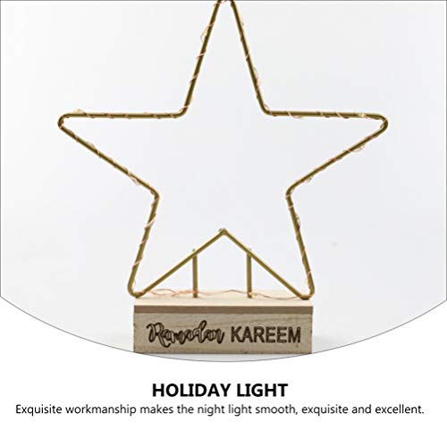 Amosfun Eid Mubarak Luz Noturna Decorativo CONDUZIU a Lâmpada Da Arte Luz De Ferro Forjado Com Base