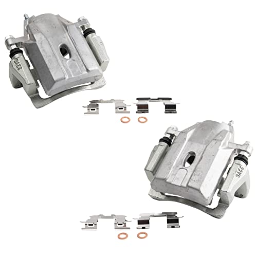 Image of TRQ Front Brake Caliper Set Brackets Hardware Zinc Coated Compatible with 2004-2009 Toyota Prius