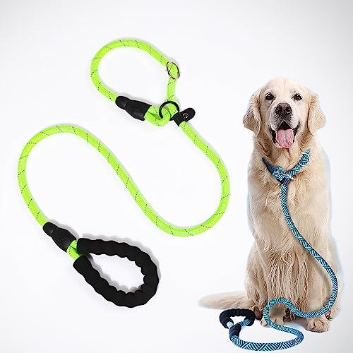 5FT or 6 FT Slip Lead Dog Leash,Reflective Strong Rope Slip Leash with Padded Handle,Durable No Pulling Pet Training Leash (Yellow, L: 6FT)