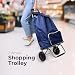 DIVCHI Shopping Trolley With 2 Wheels Foldable Heavy Duty Collapsible Shopping Cart | Grocery Trolleys | Utility Carts | Pull Along Trolley | Storage Cart (Blue)