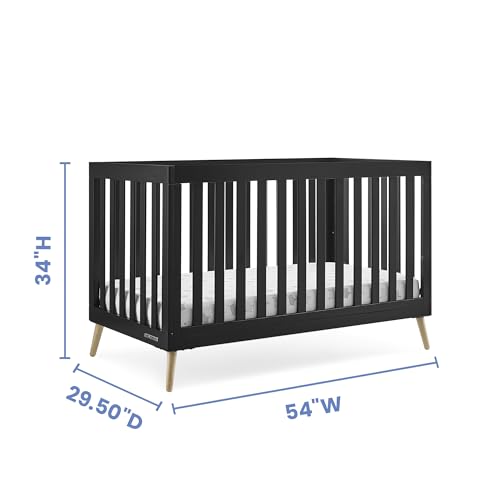 Image of Delta Children Essex 4-in-1 Convertible Baby Crib, Ebony with Natural Legs