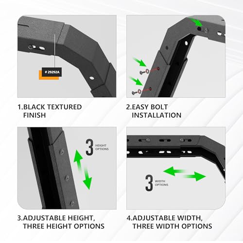 Image of YZONA Adjustable 27-30 inch High Truck Ladder Bed Racks Compatible with Tacoma /Tundra /Ram 1500 / Silverado & Sierra 1500 / F150 /Gladiator JT /Titan /Frontier /Colorado /Canyon /Ranger with 2 LED Lights