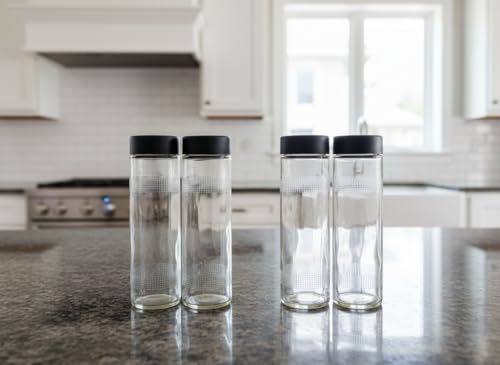 Image of Vency 750ml Glass Fridge Water Bottles | Wide Mouth, Airtight & Leak-Proof Reusable Black Plastic Lids | Juice & Beverage Storage (Set Of 1)