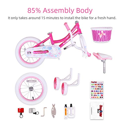 Joystar 14 Inch Girls Bike Toddler Bike For 3 4 5 Years Old Girl 14" Kids Bikes For Ages 3-5 Yr With Training Wheels And Basket Children's Bicycle In Fuchsia #TOP6