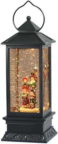 Eldnacele Christmas Musical Snow Globe Lantern Plug in & Battery Operated Glitter Lamp Navitity Scene Lighted Lantern with 6 Hour for Christmas Decoration 12 Inches (Carolers)