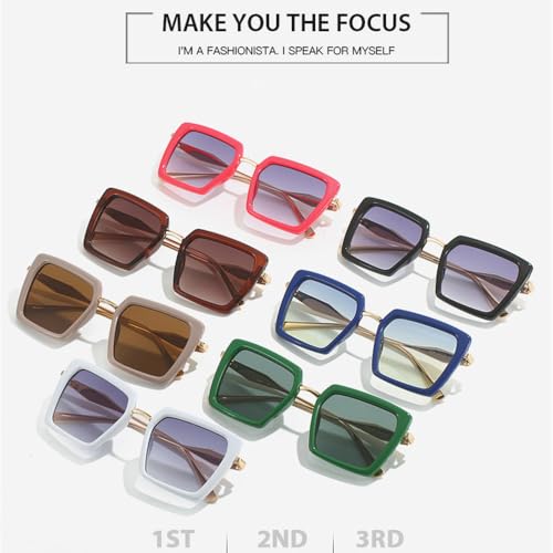 Lunettes de soleil carrées UV400 pour femme avec monture en métal simple - 3