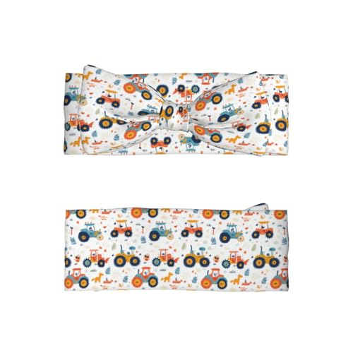 Cute Cartoon Tractor Print Baby Girl Bows Headbands Baby Girls Newborn Headbands Infant Toddlers 0-6 Months2