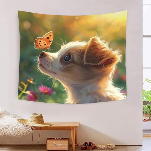 Tapisserie chien 3D pour décorer une chambre ado et grand drap de plage imprimé en tissu souple