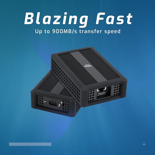 Image of OWC Thunderbolt 4 10G Ethernet Adapter, for High-Speed Network Connections, RJ45 Port Supports 10Gb /s, 5Gb /s, 2.5Gb /s, 1Gb /s and 100Mb /s Base-T, Compatible with TB 4 Host Ports