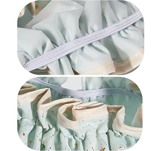 Qeuly 2 Pack Waterproof Shower Cap, Reusable Shower Cap For Women, Elastic Bathing Shower Hat Double Layers Bathing Hair Cap Peva Lined Shower Hair Bath Cap (Pale Green Dots/Star) #TOP3