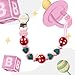 BIGSPINACH 2 Pack Silicone Pacifier Clips for Baby Boys – Food Grade One-Piece Strap with Cord & Stainless Clip – Teether Holder for Baby – Cute Ladybug & Leaf Design – BPA-Free(Beige+Pink)