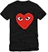 L.T.S Unisex Red Heart Printing Casual Pullover Short sleeve T-shirt Medium Black