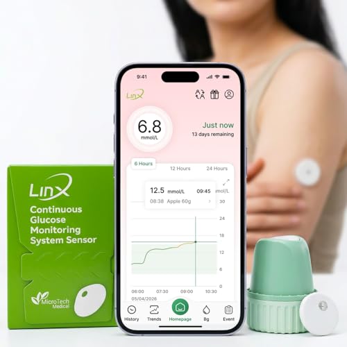 Image of LinX CGM Smart Continous Glucose Monitoring I Real time Sugar Tracking I Bluetooth Enabled | 15-Day Sensor Life | IP68 | Easy one click use I Enhance your lifestyle & optimise diet | Pack of 1