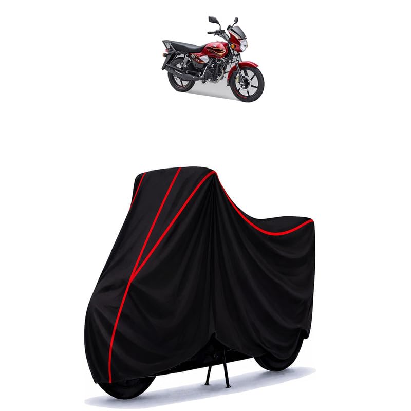 Image of TVS HLX Plus ES Water Resistant Bike Cover for All Motorcycles & Rain | Heavy Duty Taffeta Fabric | UV Protection, Dustproof, Scratchproof | All Weather Two Wheeler Body Cover with Elastic Bottom