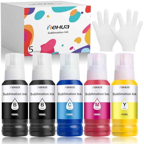 hehua Multipack de tinta de sublimación 580ML para Epson EcoTank 102 104 ET-4810 ET-2850 ET-2856 ET-2810 ET-2820 ET-2830 ET-2815 ET-2870 ET-4800 EcoTank Impresora para transferencia de calor Camisetas