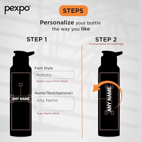 Image of Go24 pexpo Water Bottle 1 ltr Stainless Steel Sports /Fridge Bottle with Dual Cap Customize | Single Wall | For Home, Office, Gym, Travelling | Lightweight | BPA Free | Chromo 950ml |Knight Black