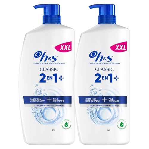 H&S Classic 2en1 Champú Anticaspa y Acondicionador, Limpieza Profunda, 2x1L