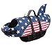 Queenmore Cat Life Jacket, XXS Extra Small Dog Life Vest for Swimming, American Flag Puppy Swimming Vest for Boating, Lightweight Small Dog Shark Swim Jacket with Rescue Handle/Leash Hook