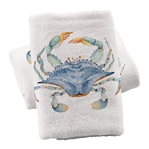 Alaza Ocean Hand Towels For Bathroom Fingertip Towel Face Towel, 100% Cotton Soft Absorbent Decorative Bath Towels 15.5X29.5 Inch,Blue Crab Watercolor #TOP5