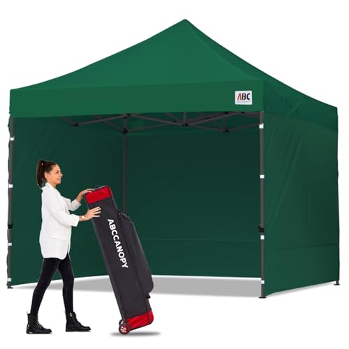 Image of ABCCANOPY Heavy Duty Easy Pop up Canopy Tent with Sidewalls 10x10, Forest Green