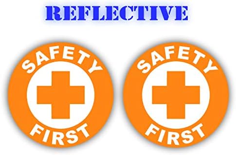 (x2) Reflective - Safety First Hard Hat Stickers (Pair) | OSHA Helmet Decals | Toolbox First Aid Labels | Glow Bright Union Laborer Welder Fall Protection Confined Space Trained