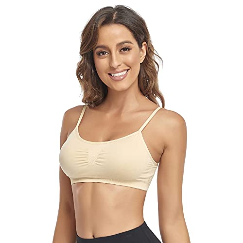 Image of Litthing Bralettes Padded for Women Cami Strap Bra Seamless Sportsbra Wireless Comfort Yoga Lightly T-Shirt Tank Tops
