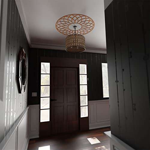 Image of Ekena Millwork 22 inchOD x 7 1 /2 inchID x 3 /8 inchT Cannes Wood Fretwork Pierced Ceiling Medallion, Alder