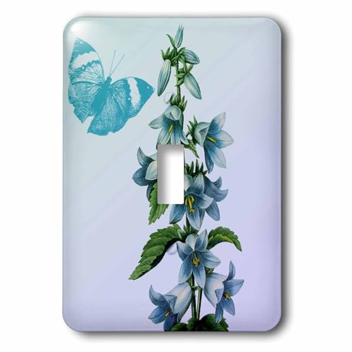 Interrupteur à bascule 3dRose LSP_99205_2 papillons fleurs bleu vintage - 2