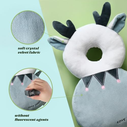 Image of Baby Head Protector Backpack, Toddler Baby Head Protection Backpack with Baby Knee Pads Alarm Function for Walking & Crawling, Soft, Breathable and Wearing Safety Baby Head Protector-Blue