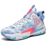 Moodeng Basketball Shoes for Women Anti Slip Supportive Athletic Training Sport Shoes Comfortable Fashion Sneakers Blue Size 9