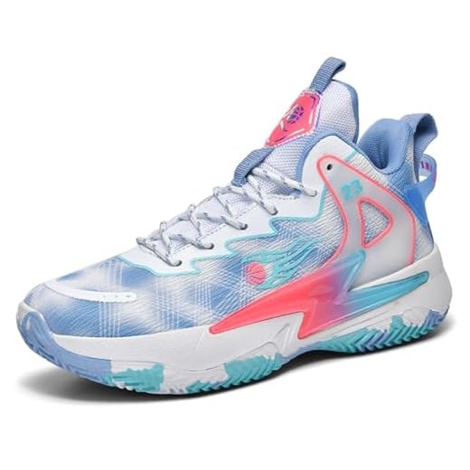 Moodeng Basketball Shoes for Women Anti Slip Supportive Athletic Training Sport Shoes Comfortable Fashion Sneakers Blue Size 9