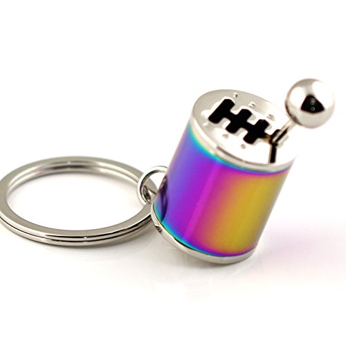 maycom Creative Auto Part Model Gear Box Keychain Six-speed Manual Transmission Shift Lever Keyring Key Chain Ring Keyrings Keyfob (Rainbow)