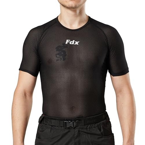 FDX Cool Mesh Men's Base Layer Shirts Half Sleeve - Men’s Summer Cycling Mesh Top - Ultralight, Breathable, Anti-Odour Bicycle Skins Jersey - Under-Shirts for Running, Gym, Workout, Hiking - Image 4