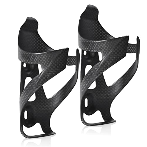 QiBok 3K Full Carbon Fiber Bicycle Bike Drink Water Bottle Cage, 2pcs Ultra-Light Bottle Holder Brackets for Road Bike MTB Cycling