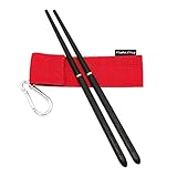 Hawk Zing Detachable Collapsible Foldable Wood Chopsticks Ebony Portable Outdoor Utensils W/ Storage Bag W/ Carabiner (Ebony, 1 Pair)