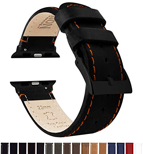 Image of BARTON WATCH BANDS - Top Grain Leather Watch Bands Compatible with Apple Watch Models - 1, 2, 3, 4, 5, 6, 7, 8, 9, 10, SE, Ultra & Ultra 2