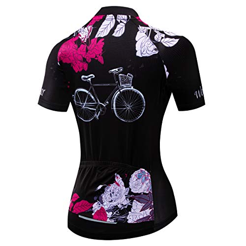 Image of Cycling Jerseys Women Bike Shirts Short Sleeve Bicycle Clothes Breathable Stretch Labric Bicycle Uniforms