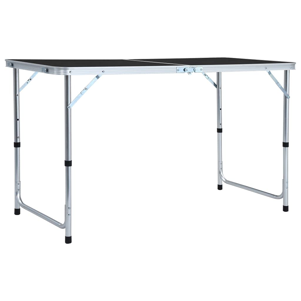 Faltbarer Campingtisch, 120 x 60 cm, graues Aluminium, leichtes tragbares Design für Outdoor-Freizeitaktivitäten, Wandern, Picknicks und Campingmöbel, ideal für Reisen und Abenteuer