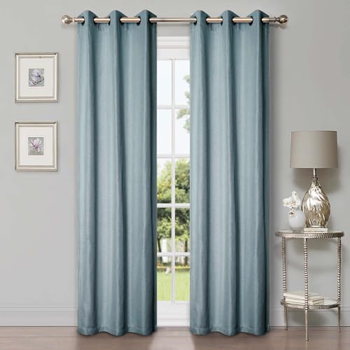 Superior Blackout Curtains, Room Darkening, Bedroom, Drapes, Kitchen, Living Room Window Accents, Sun Blocking, Thermal, 2 Pack, Linen Pattern Blackout Curtains, Set of 2, 42" x 96", Teal by SUPERIOR - Image 8