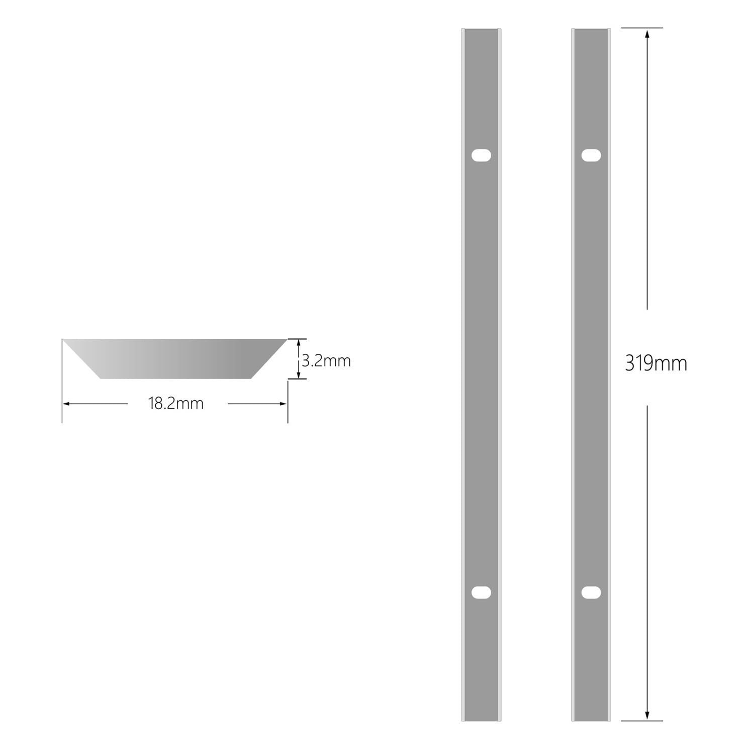 2 cuchillas de cepilladora doble filo for JWP-12 MA1931, repuesto 319 x 18, 3, mm