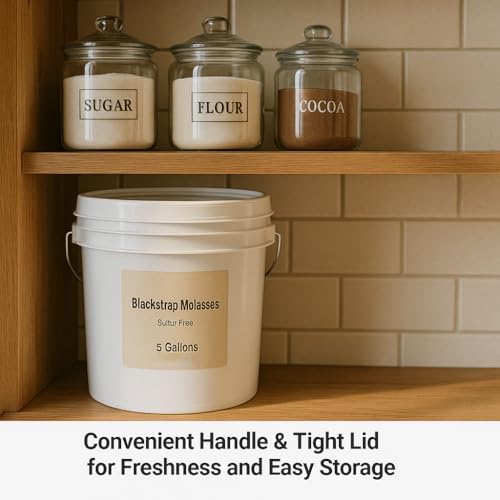 5 Gallon Unsulfured Blackstrap Molasses | Sulfur-Free Cane Molasses for Baking, Cooking, Sauces & Food Production