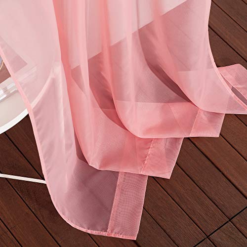 Image of NICETOWN Sheer Curtains Extra Long 96-inch - Grommet Casual Style Airy & Breathable with Amount Light Sheer Panels for Patio /Glass Door (108 inches Wide Total 2 Pieces, Coral)