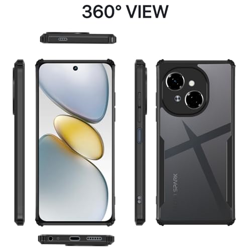 Image of Pikkme Crystal Clear Transparent Back Cover | Ultra Hyrbid | Full Camera Protection | Raised Edge | Bumper Case for Tecno Spark Go 1 (Black)