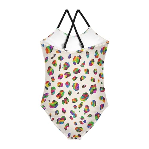 FASHON&FASCIN Girls One Piece Swimsuits Leopard Print Swimwear Bathing Bikini 5T Swim Suits for Teens Girls 3-10T,Multi12