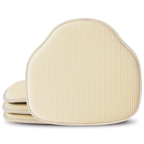 Shinnwa Windsor Chair Cushions 4 Pack, Non Slip Kitchen Seat Cushion, Farmhouse Chair Pads for Dining Room, Set of 4, 17 x 15.5 inches, Beige