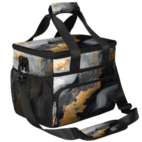 Abstract Color Mix Insulated Picnic Backpack Lunch Box for Women Men Picnic Basket Tote Lunch Bag Picnic Bag Portable Lunch Bags for Picnic, Beach, Work, Trip,Office, Camp Marble Texture Design