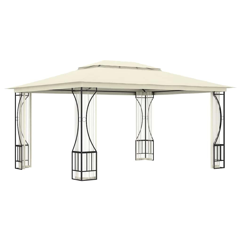 Pawilon ogrodowy z siatką, 300 x 400 x 265 cm, kremowy, odporny na działanie promieni UV, stalowa rama, namiot imprezowy na taras, balkon, kemping, wesele, grillowanie, imprezę w ogrodzie