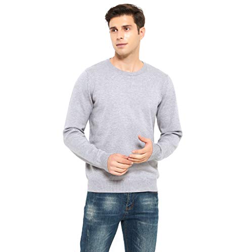 ZLUXURQ Men's Crewneck Long Sleeve Pullover Soft Striped Sweater
