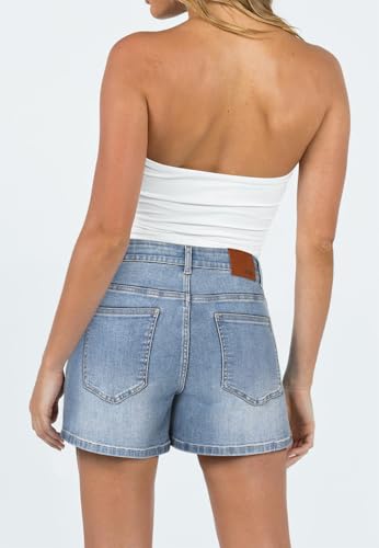 Image of CHICZONE Womens Mid-High Waisted Stretchy Denim Jean Shorts